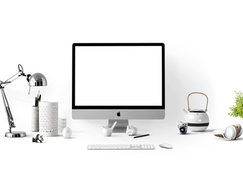 Ergonomic and tidy workspace with correct screen height